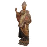 SCULTURA in legno laccato e dorato raffigurante "San Simone" (lievi mancanze). Sicilia XVIII