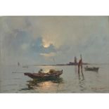 A. BARBIERI OLIO su tavola "Laguna di Venezia", firmato in basso a destra. XX secolo Misure: cm 50 x