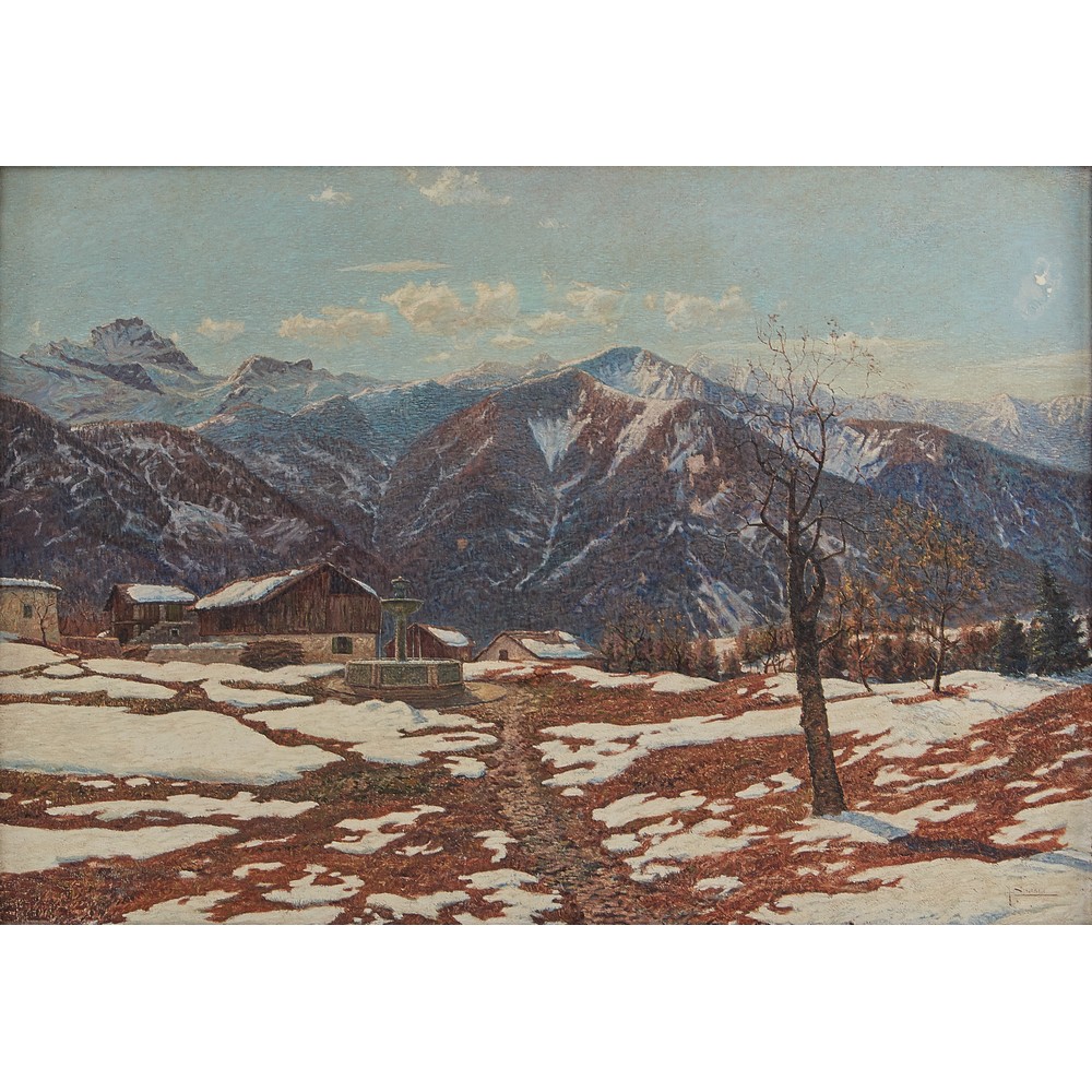 ARNALDO NUSSI (Cividale del Friuli 1902 - 1977) OLIO su tela "Paesaggio montano innevato", firmato - Image 2 of 2