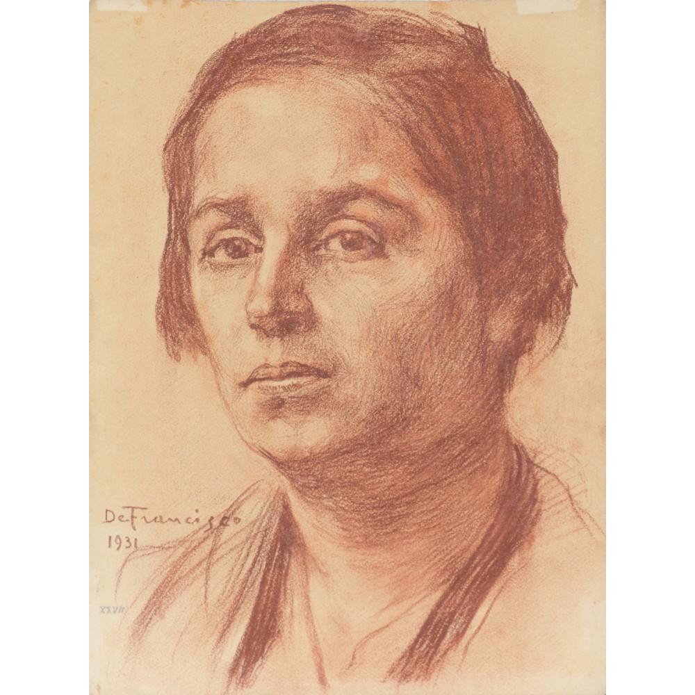 PIETRO DE FRANCISCO (Palermo 1873 - Mentone 1969) SANGUIGNA su carta "Ritratto femminile - 1931",