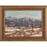 ARNALDO NUSSI (Cividale del Friuli 1902 - 1977) OLIO su tela "Paesaggio montano innevato", firmato