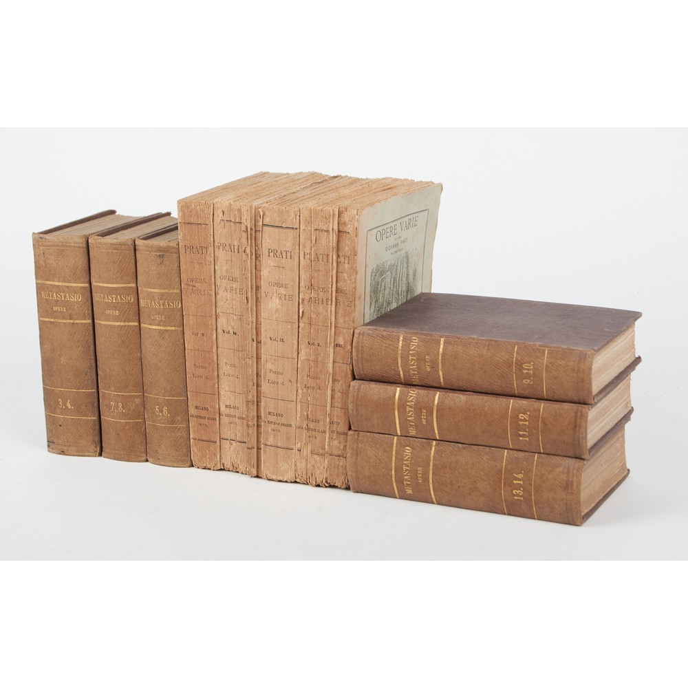 DUE TITOLI in 11 volumi di opere letteraie: 1) "Opere Varie di Giovanni Prati", 5 volumi, ed.