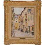 PIETRO DE FRANCISCO (Palermo 1873 - Mentone 1969) OLIO su tela "Nice - Rue de la Loge", firmato in