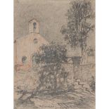 PIETRO DE FRANCISCO (Palermo 1873 - Mentone 1969) DISEGNO a matita su carta "Chiesa a Saint