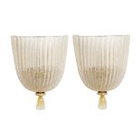 BAROVIER VENEZIA ANNI '70 GRANDE COPPIA APPLIQUES in vetro di Murano, struttura in ottone,