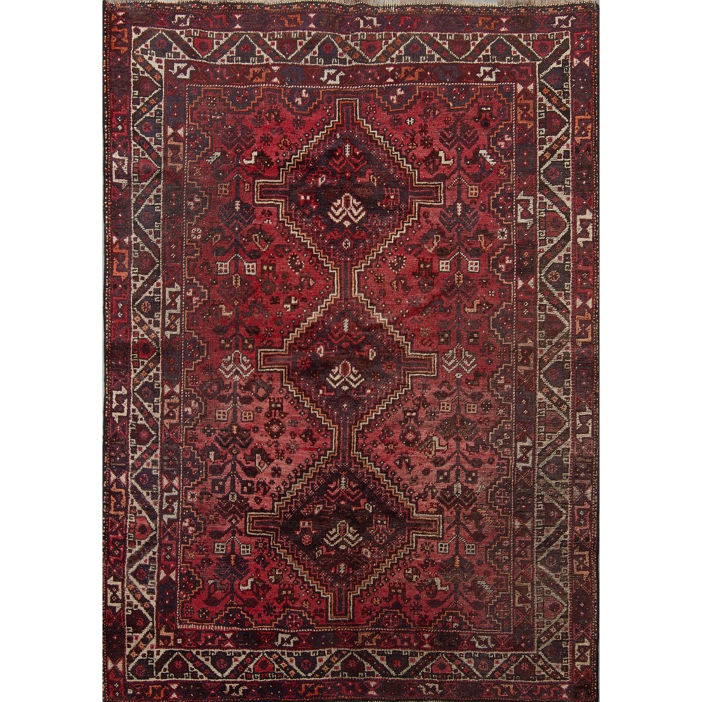 TAPPETO Shiraz, trama, ordito e vello in lana. Persia XX secolo Misure: cm 203 x 158