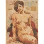 LUCIO GAROFALO (1938) OLIO su tela "Studio di nudo" - 1965, firmato in altro a destra e nel retro.