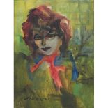 MINO MACCARI (Siena 1898 - Roma 1989) OLIO su tela "Figura femminile" - anni '80, firmato in basso a
