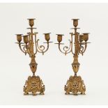 COPPIA CANDELABRI in bronzo dorato. Francia XIX secolo Misure: h cm 39,2