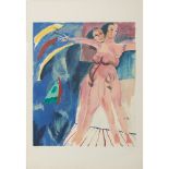 BRUNO CASSINARI (Piacenza 1912 - Milano 1992) LITOGRAFIA a colori "Figure". Misure: cm 100 x 70