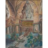 LIA PASQUALINO NOTO (Palermo 1909 - 1998) OLIO su tavola "Interno Villa Delia - 1947". Nel retro