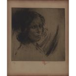 ANTONIO GUARINO (Sambuca di Sicilia (AG) 1882 - Roma 1969) INCISIONE "Ritratto femminile", esemplare