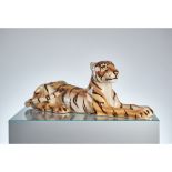 FAVARO CECCHETTO Prod. Ceramica, Italia 1960 Grande tigre sdraiata in ceramica degli anni 60 firmato