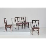 PAOLO BUFFA (Attr.le) Quattro sedie in legno di mogano e seduta in pelle. Italia 1950 (Set of Four
