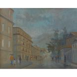 ALFONSO AMORELLI (Sambuca Zabut (AG) 1898 - Palermo 1969) OLIO su tavoletta "Strada bagnata con