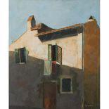 FRANCO AGUGGIARO (1960) OLIO su tavola "Paesaggio", firmato in basso a destra, nel retro presenta