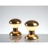 GAETANO SCILOARI Prod. Italia 1960 Coppia di lampade da tavolo in ottone e vetro. (Pair of brass and