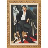 FALSO D' AUTORE DEL XXI SECOLO COPPIA OLI (tratti da due opere di Tamara De Lempicka). cm 94x62.