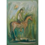 GIOVANNI STRADONE (Nola 1911 - Roma 1981) OLIO su tela "Giovane a cavallo" - 1960, firmato sul