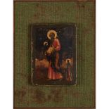 ICONA raffigurante "San Giovanni seguito da Sant' Antonio". Russia XVIII secolo cm 19x14.