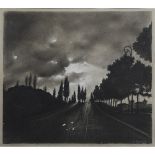 G. ZAMPER (XX Secolo) CARBONCINO su cartone "Tramonto" firmato in basso a destra, sul retro presenta