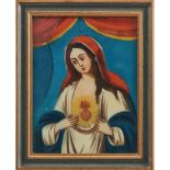 SCUOLA SICILIANA DELLA FINE DELLâ€™ '800 PITTURA SU VETRO raffigurante "Sacro cuore di Maria" (