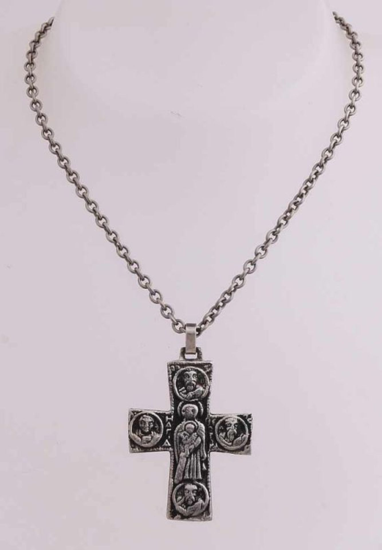 Silver necklace and pendant, 800/000, anchor necklace with it a pendant in the shape of a cross with