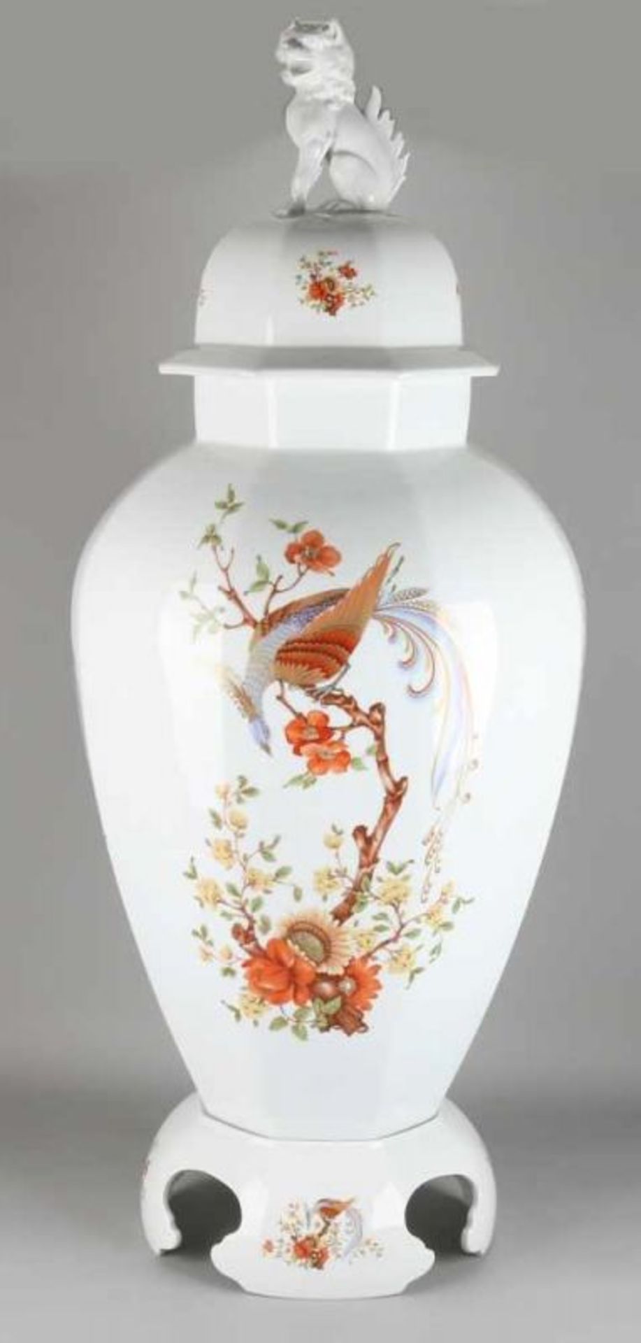 German capital porcelain vase by Kaiser Germany. Design Olivia. Chinoiserie decor, picture glued.