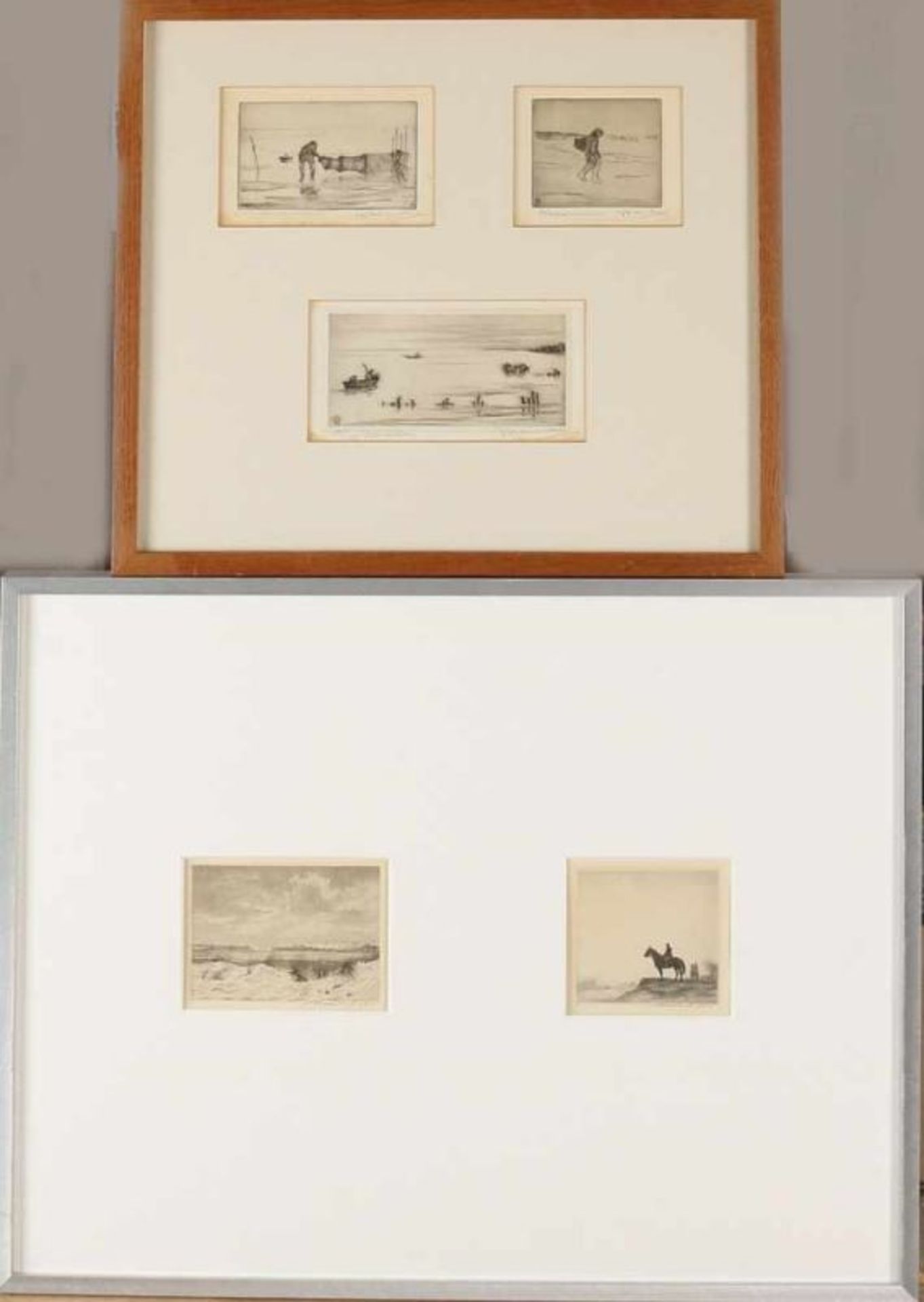 Five etching Johan Hemkes. 1894 - Wadden and dune faces. Etching on paper. Size: 9-15 cm. In good