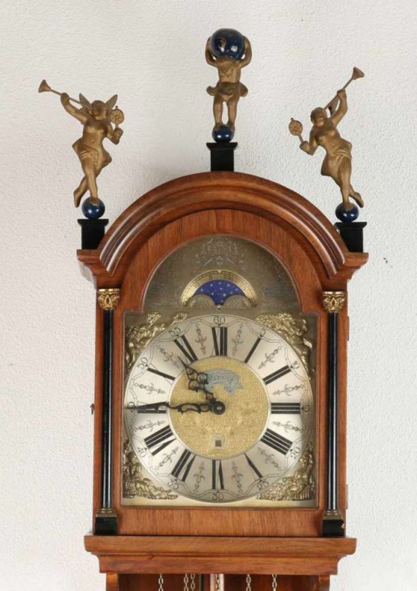 Westminster Frisian clock quarter striking, date display and moon phase. Walnut. Second half 20th - Bild 2 aus 2