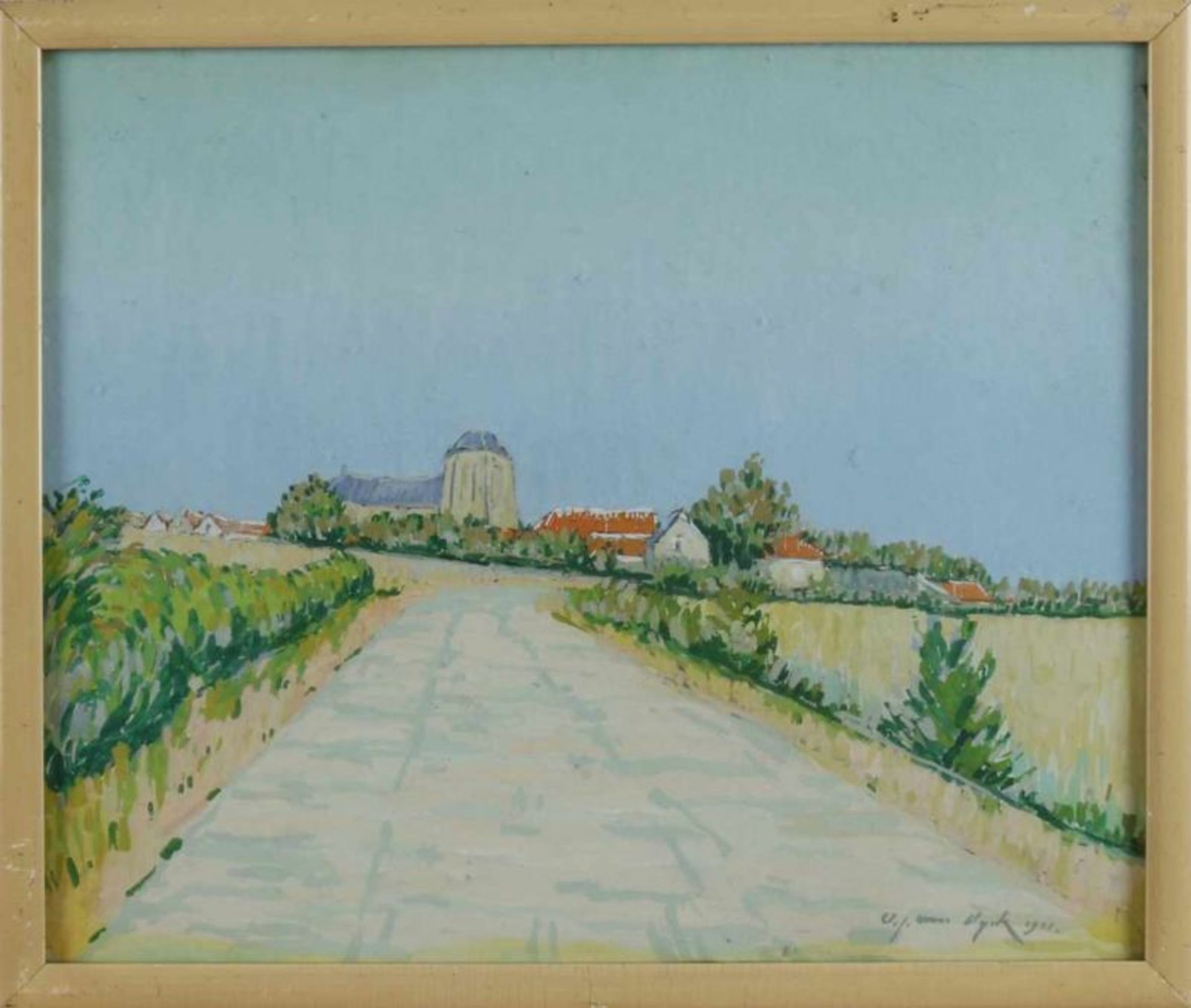 A.J. van Dijk. 1921. 1894 - 1979 Summer Afternoon At Veere. Gouache on paper. Size: 30 x H, B 35 cm.