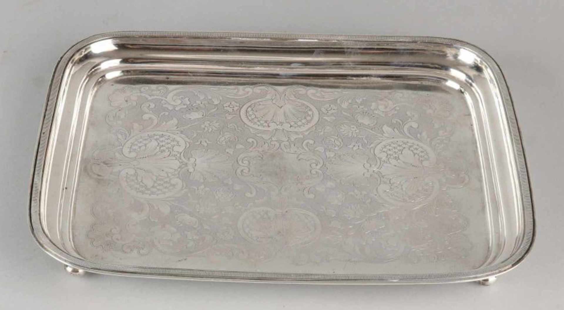 Beautiful silver cabaret, 934/000, rectangular model with increasing knerrenrand. In the middle - Image 2 of 3