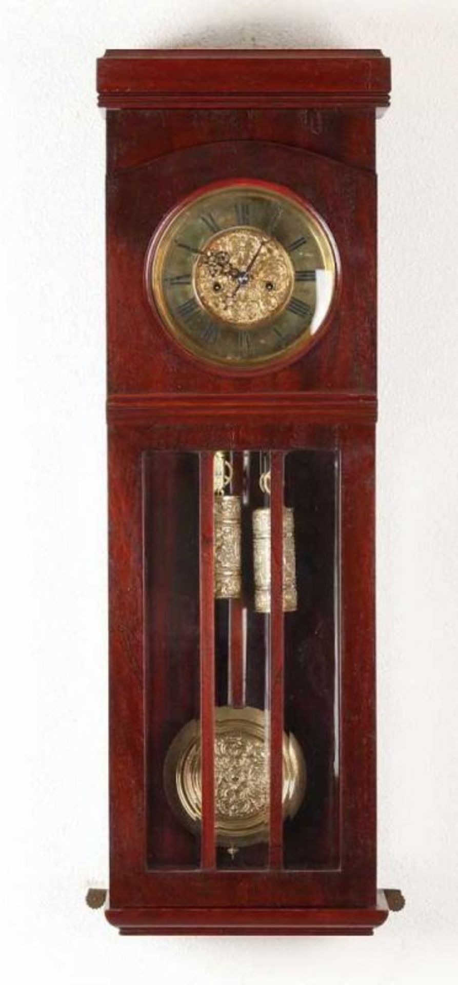 Antique mahogany Gustav Becker governor. Circa 1920. Week runner, half-hour battle, carved dial,