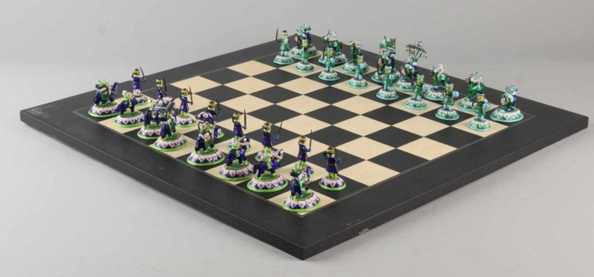 Two chess games. One time Jaipur India faces set, plated / plated with sides chessboard. One time - Image 2 of 5
