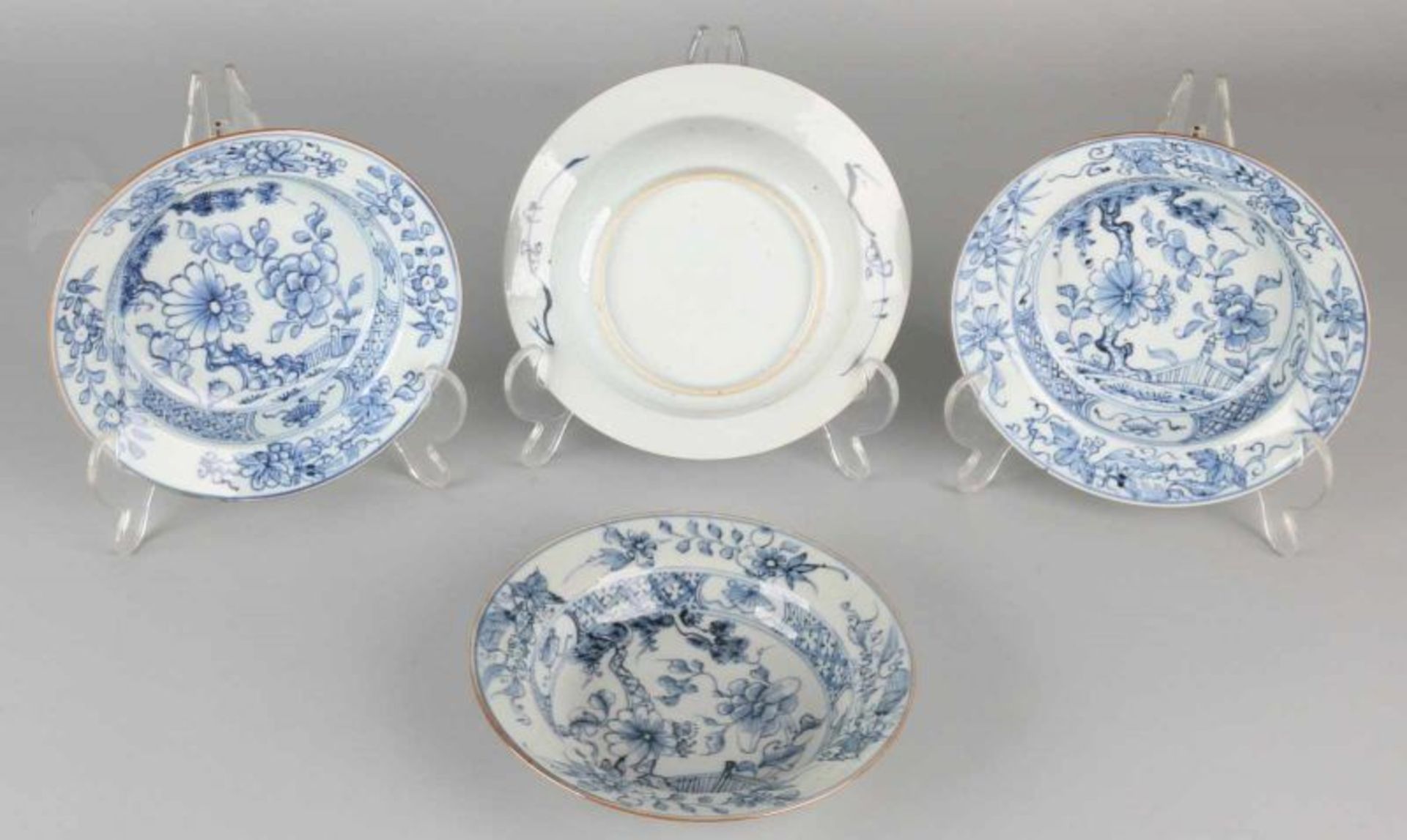 Four 18th century Chinese porcelain papborden garden decor. Three with hairline / damage. A good.
