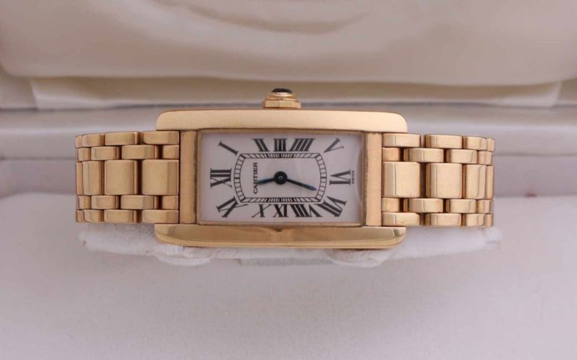 Yellow gold Cartier women's watch, 750/000, model Tank Americaine, with yellow gold band provided - Bild 2 aus 3