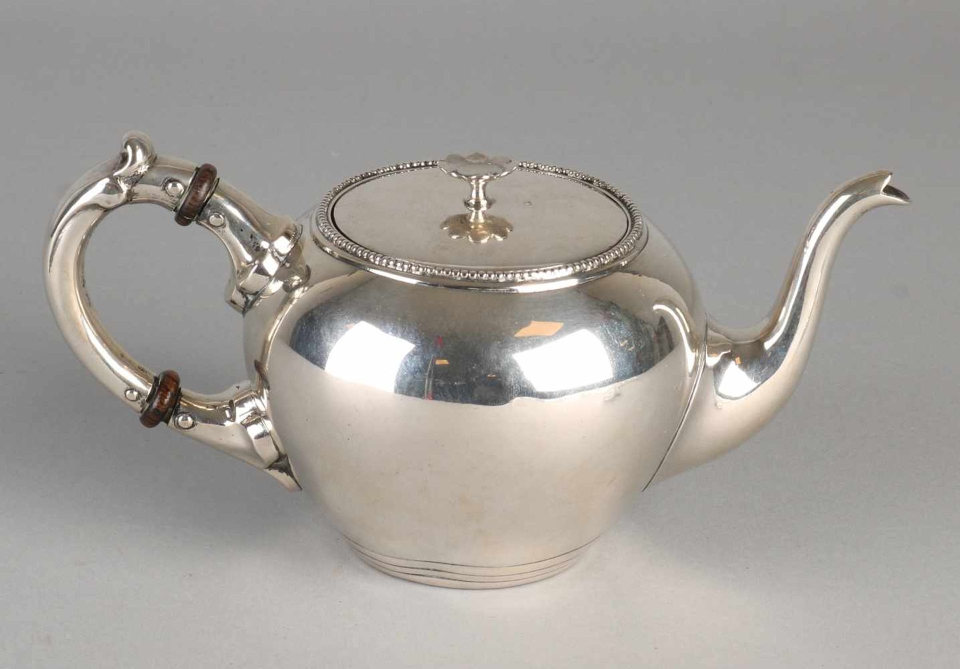 Silver espresso coffee jug, 833/000, sphere model includes bead edge, a separate lid with a knob
