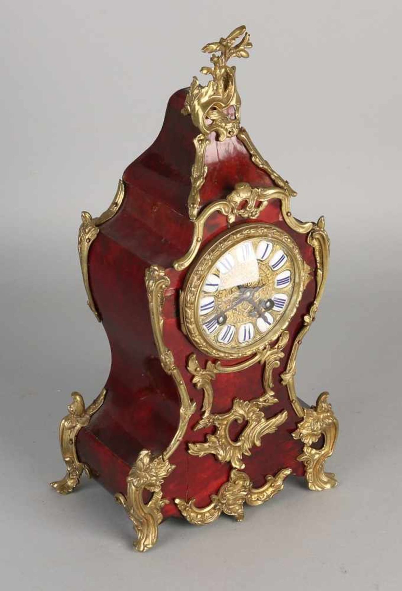 19th Century French clock with tortoise glued and bronze fittings. Eight day-watch, enamel - Bild 2 aus 2