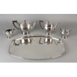Silver coffee service, 925/000, empire style, with a coffee pot, teapot, milk jug and sugar bowl,
