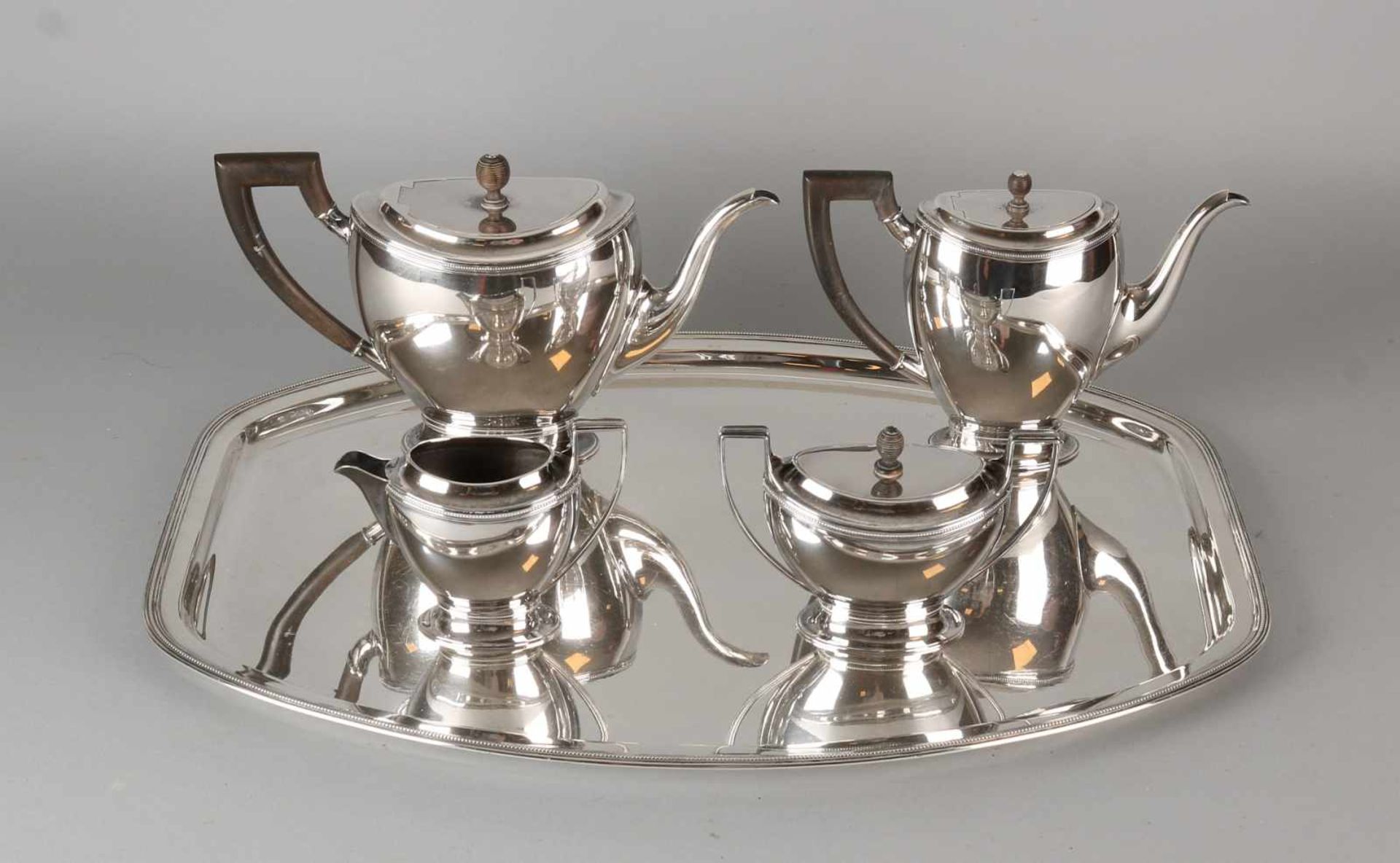 Silver coffee service, 925/000, empire style, with a coffee pot, teapot, milk jug and sugar bowl, - Bild 2 aus 2