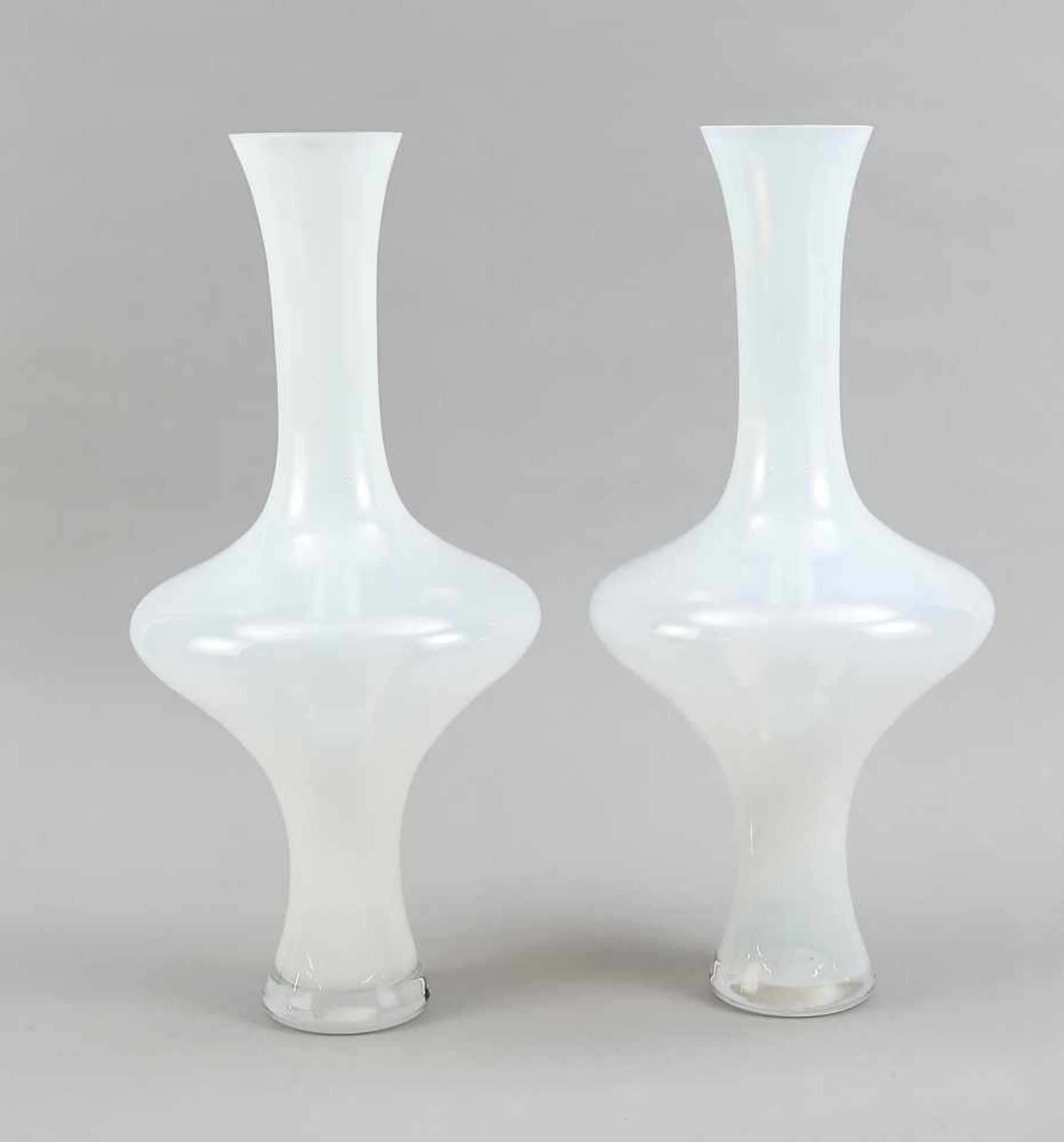 Two large contemporary smoked glass vases with monogram. 20th century. Size: H 54 cm. In good