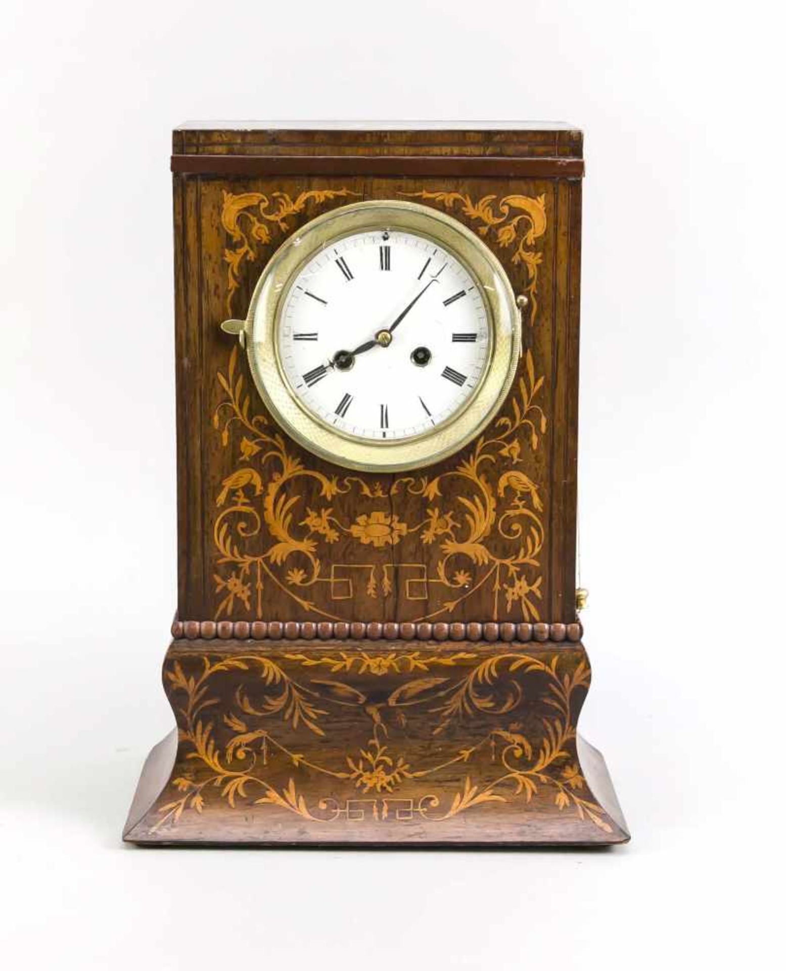 French rosewood Charles Dix clock with floral marquetry. Circa 1840. Eight day-movement, half-hour