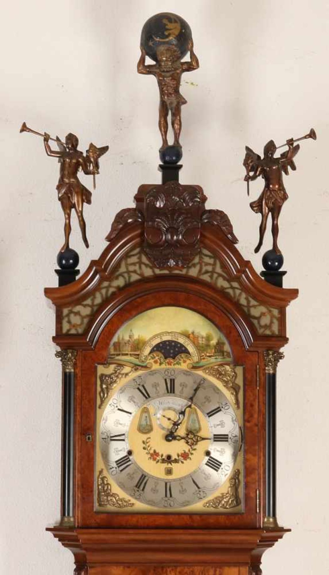 Amsterdam standing clock with walnut clock case WUBA brand. Westminster percussion, with moon phase, - Bild 2 aus 2