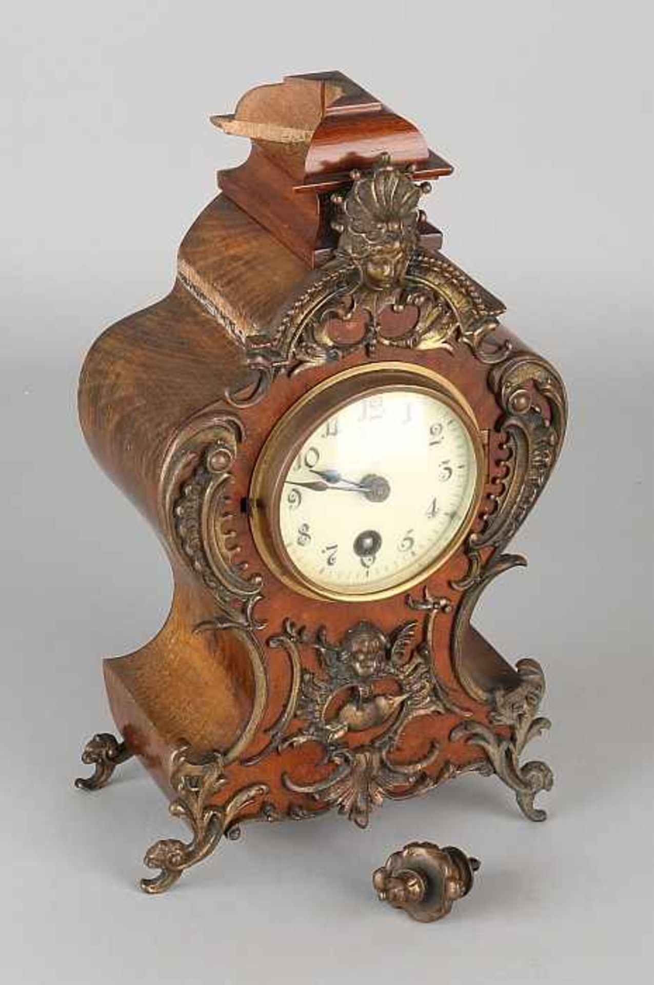 German antique walnut Lenzkirch clock with bronze fittings, silent movement. Circa 1890. Pieces list