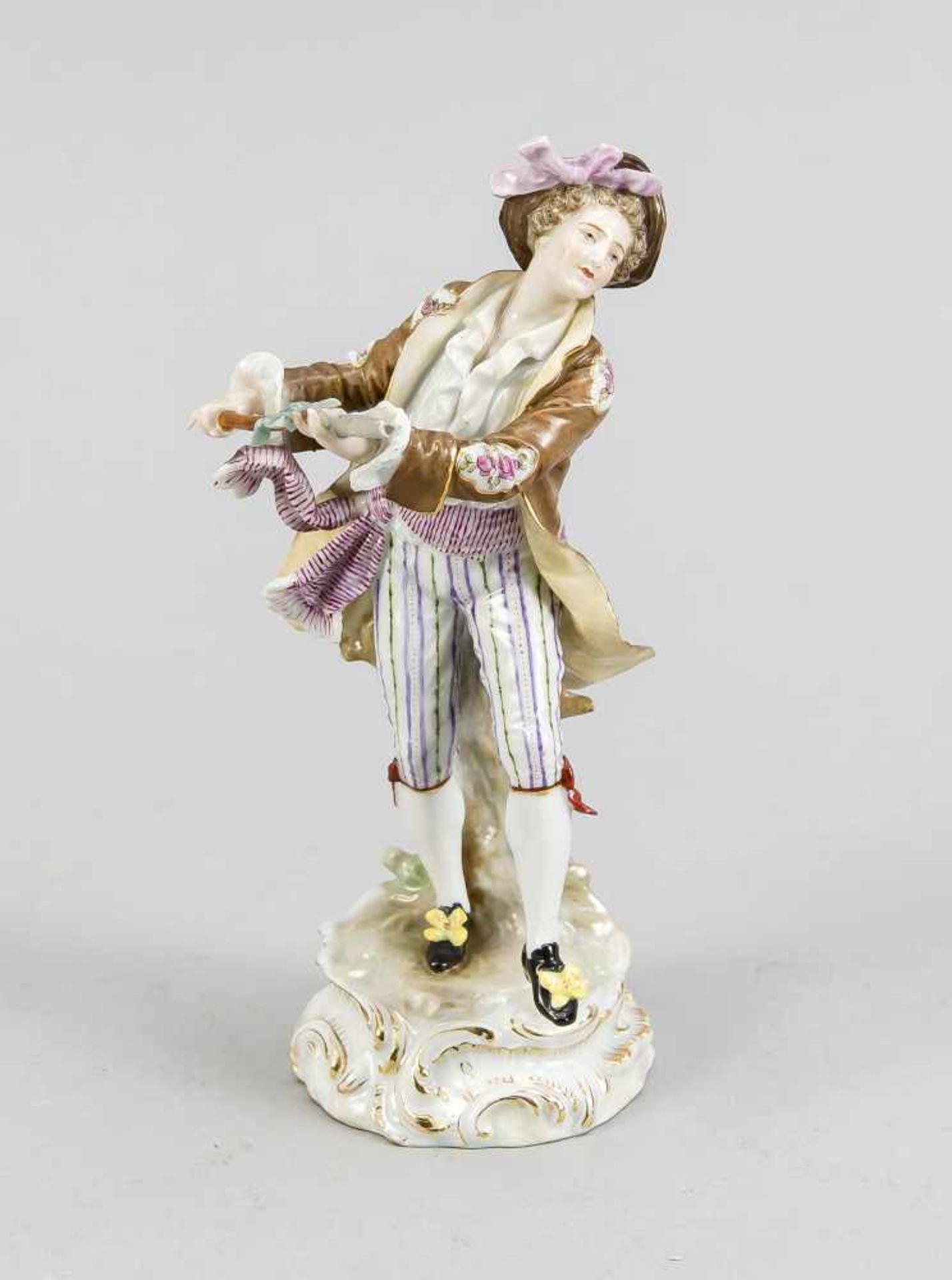 German Ludwigsburg porcelain dancing figure. Nr. 7388A. First half 20th century. Piece stick