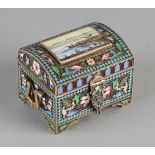Particularly Russian silver box, 84 zolotniks equipped with gilding. In the form of a treasure chest
