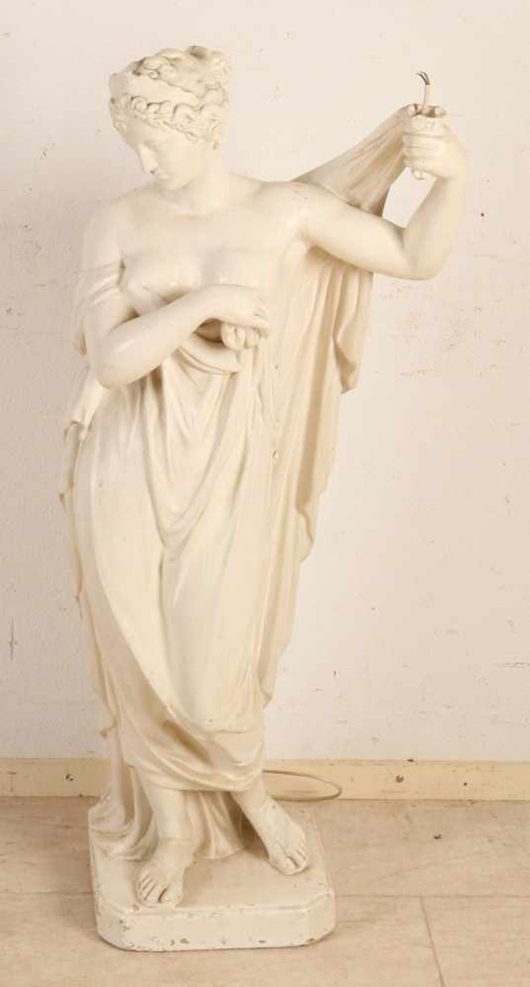 Big antique plaster Fig. Greek woman. Was cap. Approximately 1900. Upon hand damaged. Dimensions: