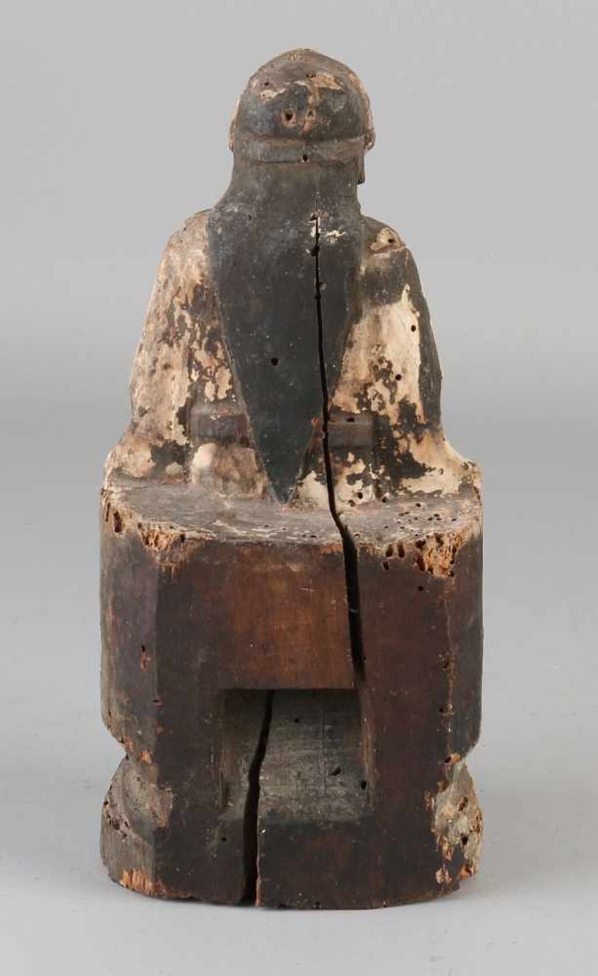Ancient China wood inserted gepolychomeerd Fig. Buddha on pedestal with hose and turtle. 18th - 19th - Bild 2 aus 2