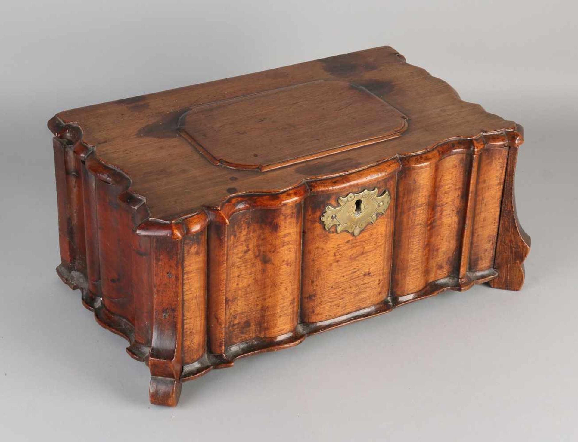18th Century Louis XV walnut casket documents. Curved organ with original fittings. Beautiful