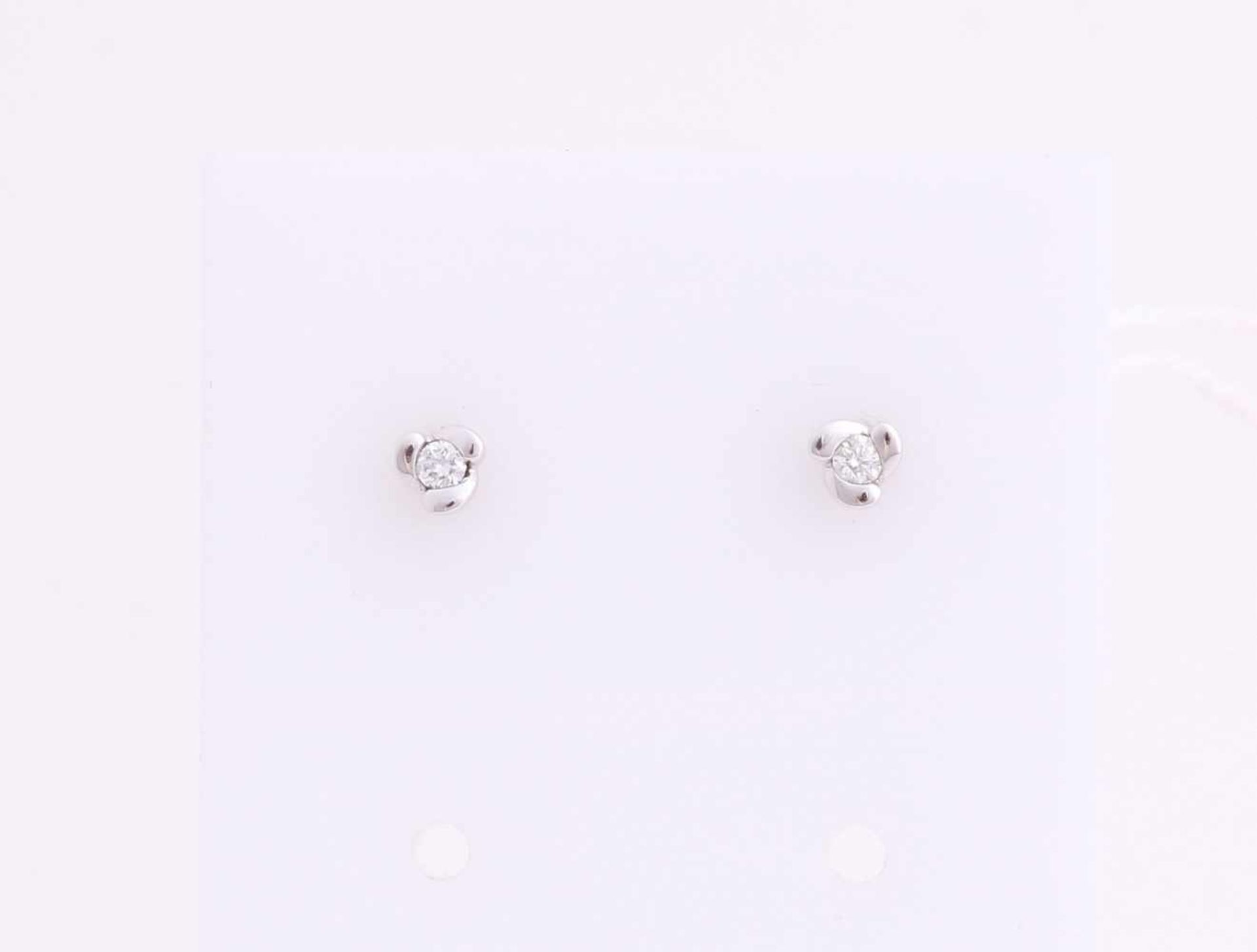 White gold solitairoorstekers, 585/000, with diamond. White gold earrings with brilliant cut